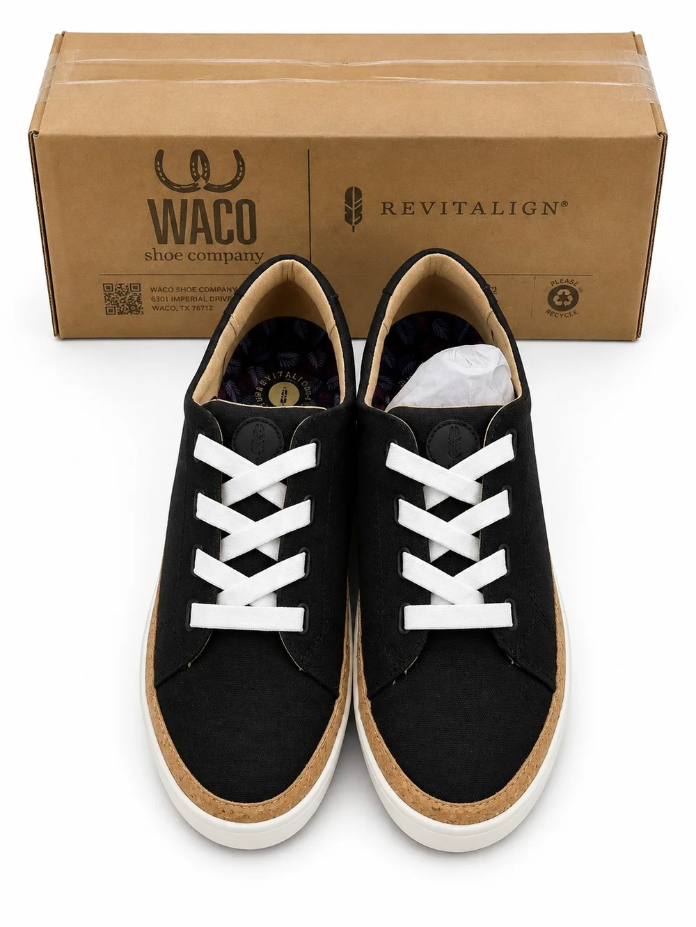 Revitalign Black Canvas Lace Up Slip On Comfort Sneakers NIB Womens Sizes 7-11